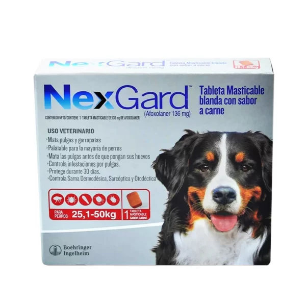 Nexgard pastilla masticable antipulgas/garrapatas/ácaros de 25,1 - 50 kg